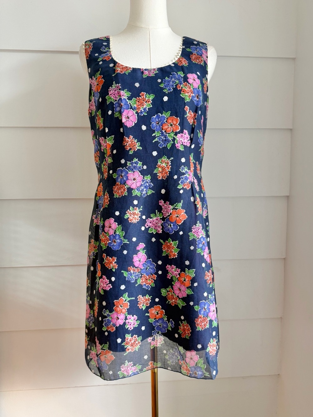 Vintage 70s Floral Print Mini Dress GoGo Mod Retro Dress